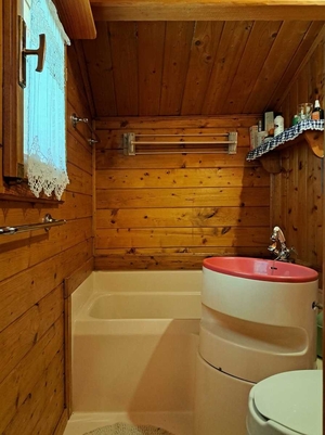 La Salle,:chalet nel bosco: bagno